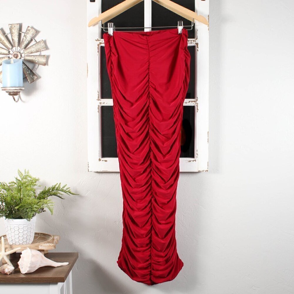 Boohoo Ruched Slinky Maxi Skirt - NWT - Size 6 - Picture 4 of 9